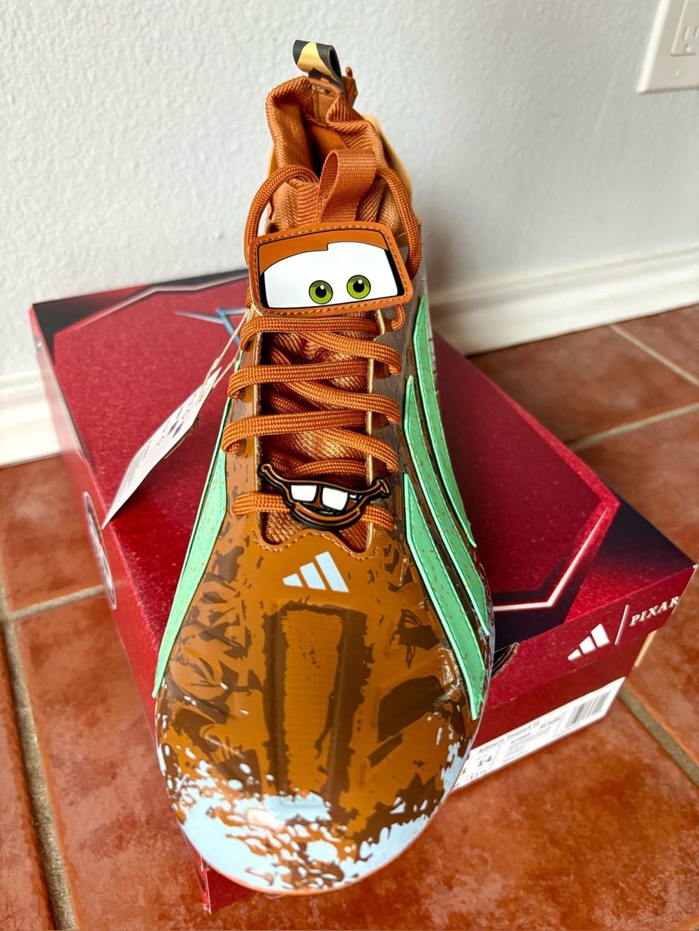 Size 13 - Adidas Pixar Cars Mater Adizero Impact II Mid Football Cleats KJ2865 - Picture 6 of 14
